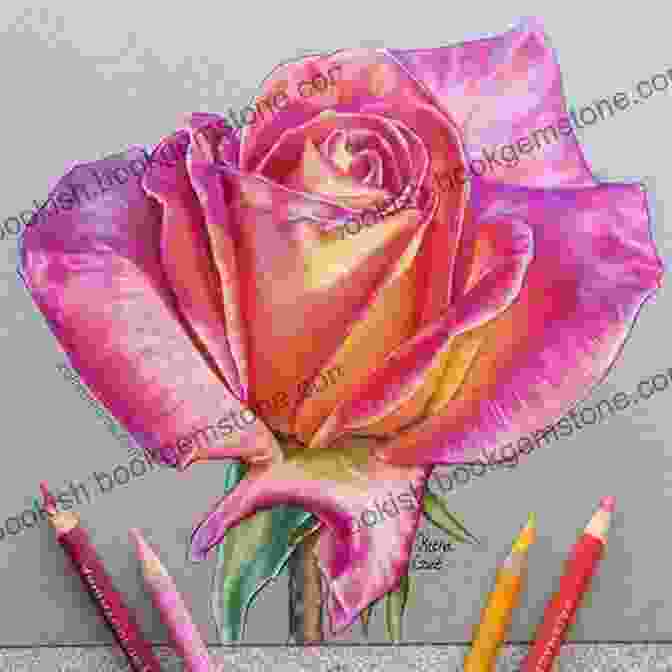 A Coloured Pencil Drawing Of A Flower, Showcasing The Vibrant Colours And Expressive Brushstrokes That Can Be Achieved. Botanical Drawing Using Graphite And Coloured Pencils